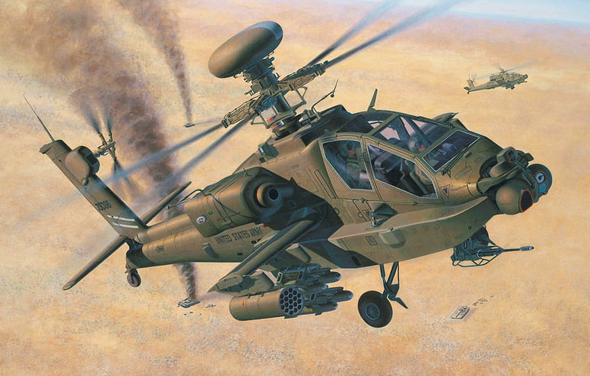 savaş, Sanat, uçak, helikopter, Boyama, AH, ah 64 apache longbow helikopteri HD duvar kağıdı