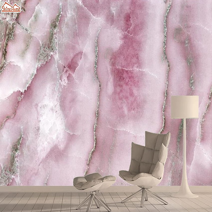 3d pour salon chambre Contact papier peint papiers décor à la maison moderne rose marbre Peel bâton peintures murales rouleaux, chambre rose Fond d'écran de téléphone HD
