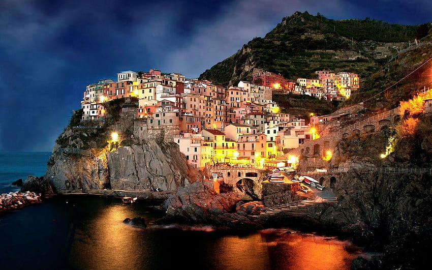 Portofino Village Nachtansicht HD-Hintergrundbild