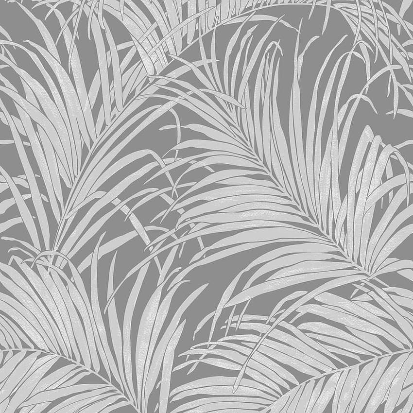 Arthouse Kiss Foil Palm Leaf Grey Gunmetal, grey aesthetic HD phone wallpaper