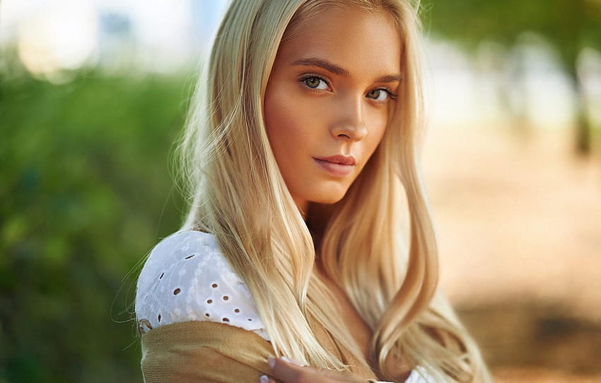 girl, green eyes, grapher, model, blonde girl portrait HD wallpaper