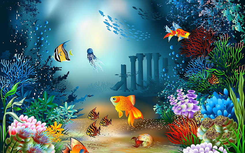 Underwater World Sea Life Vector For [2560x1600] for your, Mobile & Tablet, the Underwater World 高画質の壁紙
