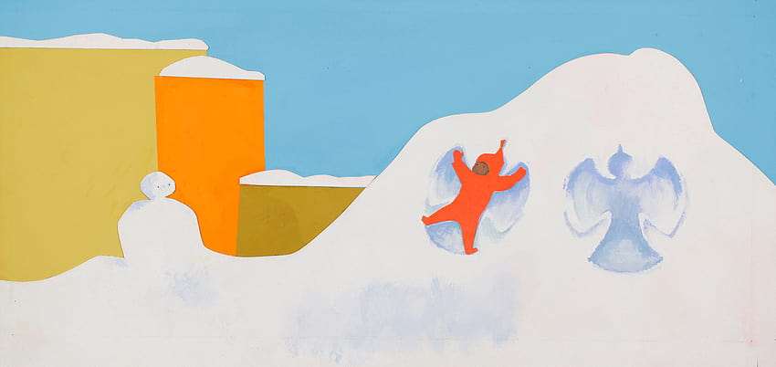 บนพื้นหลังสี: “The Snowy Day” ของ Ezra Jack Keats วอลล์เปเปอร์ HD