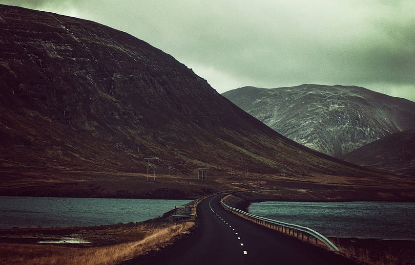 dark, road, autumn, mountains, hills, dull , section пейзажи, dark hills HD wallpaper