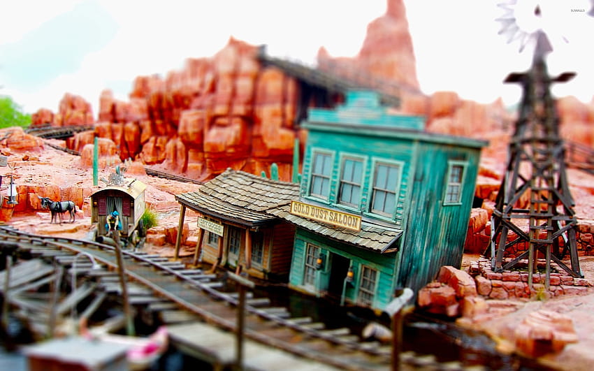 Model train western town, toy train HD wallpaper