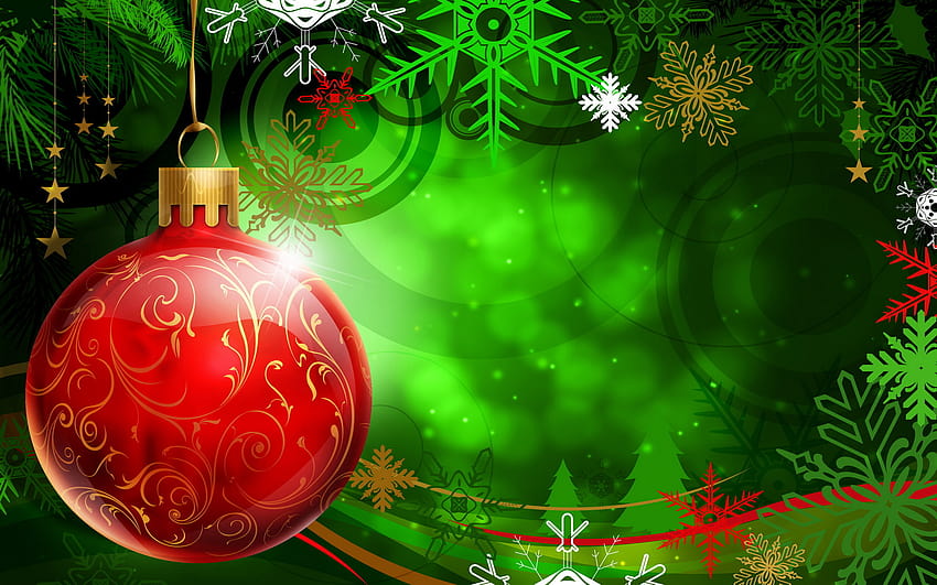 Ornamento di Natale verde Cornice rossa Sfondi per modelli Powerpoint, modello di poster natalizio Sfondo HD
