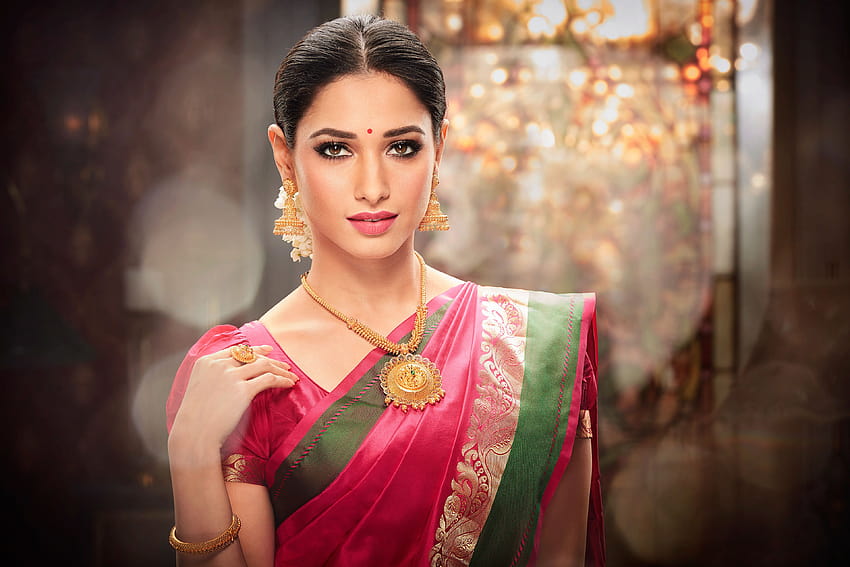 model girl india portrait indian malabar gold and diamonds jewellery tamannaah bhatia, 3840x2560, jewellery model HD wallpaper