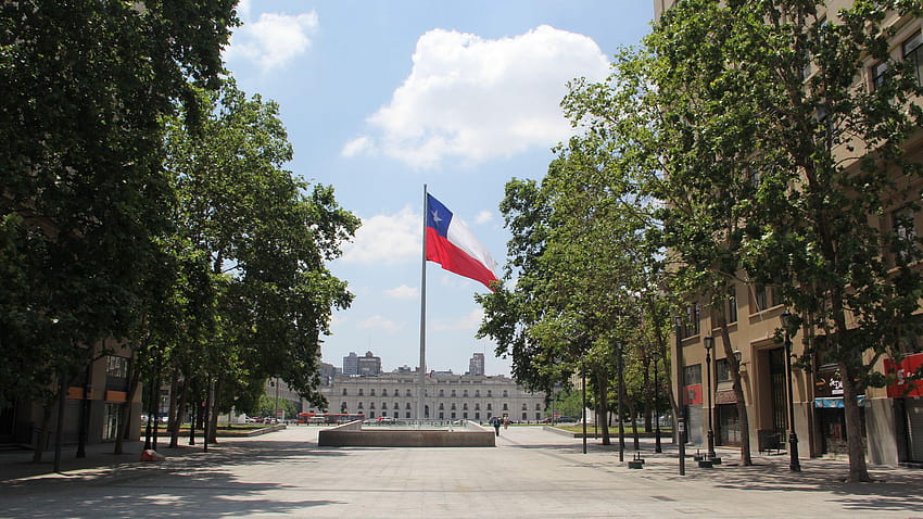 Santiago Chile Flag Street Trees Cities 2560x1440 HD wallpaper