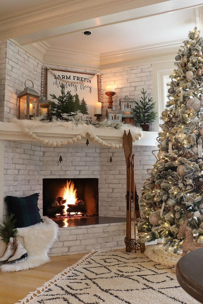 Winter gemütlicher Weihnachtskamin, weihnachtliches gemütliches Zuhause HD-Handy-Hintergrundbild