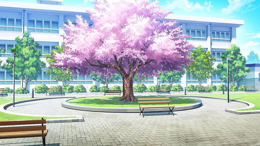 Anime Backgrounds School, school yard anime HD wallpaper