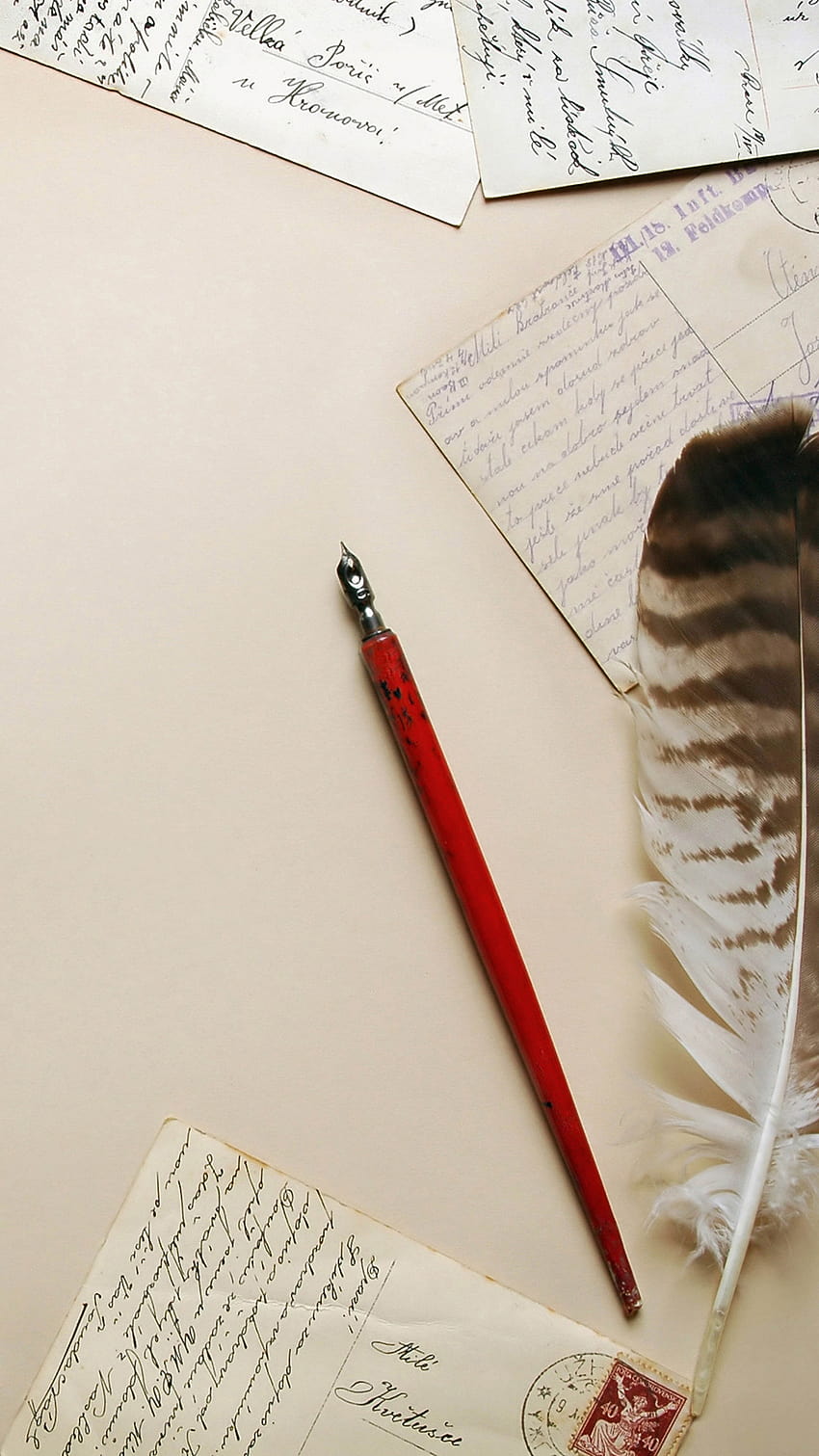 Letters : Pen and Feather за iPhone 11, Pro Max, X, 8, 7, 6, пера HD тапет за телефон