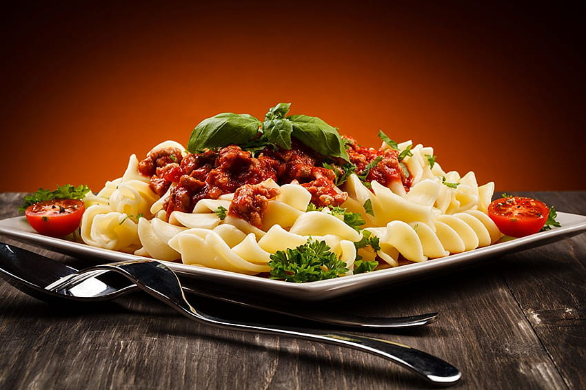 Pasta Ketchup Food Fork Spoon Plate The second, dish HD wallpaper