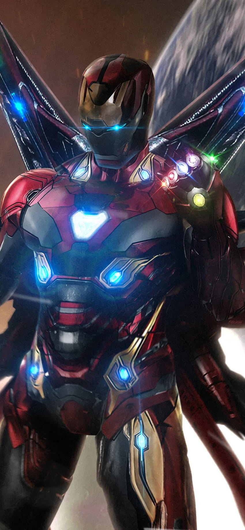 Iron Man Kamienie Nieskończoności Avengers: Koniec gry, Kamienie Nieskończoności iPhone Tapeta na telefon HD