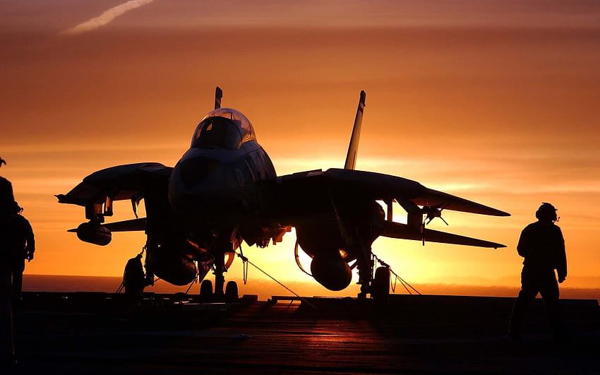 Fighter Plane, jet in sunset HD wallpaper
