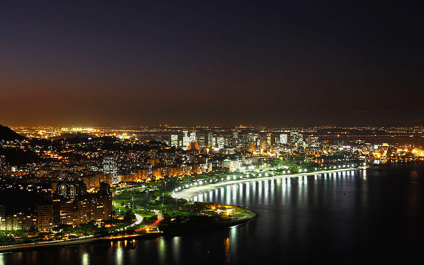 Vue passionnante de Rio de Janeiro la nuit Fond d'écran HD