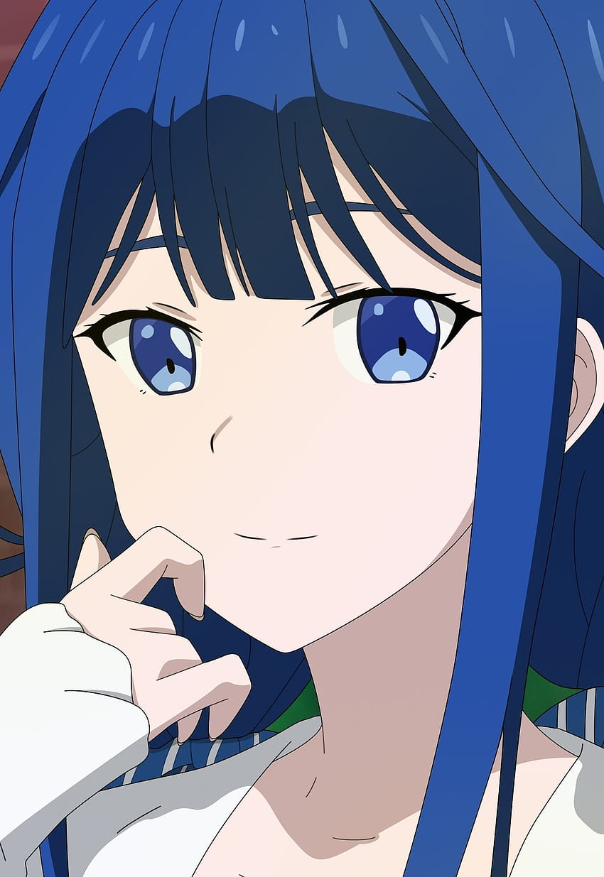 1440x2960 ​​aki adagaki, linda, chica anime, azul, anime pfp fondo de pantalla del teléfono