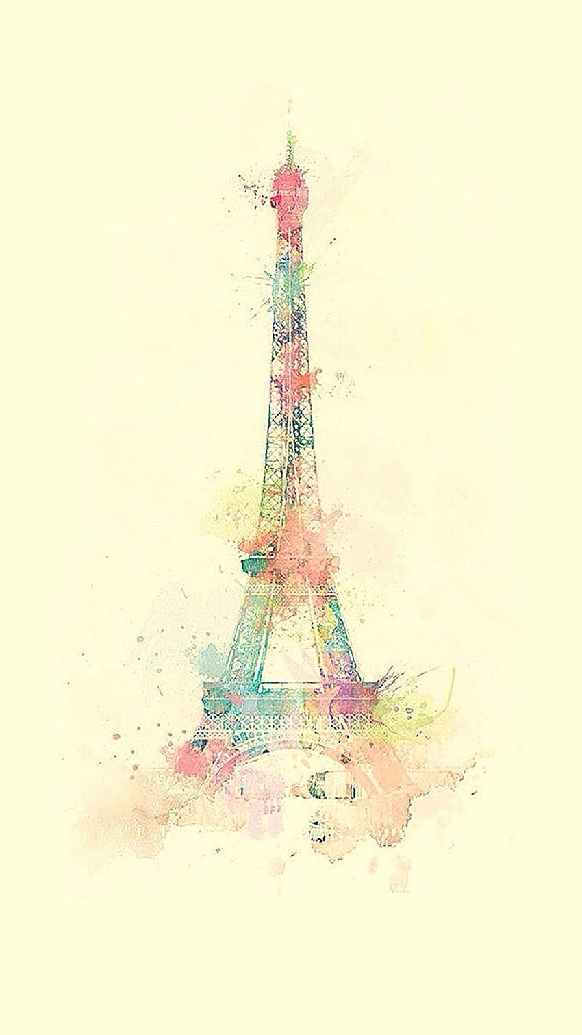 Eiffel Tower Watercolor Paint iPhone 8, watercolor painting HD phone wallpaper