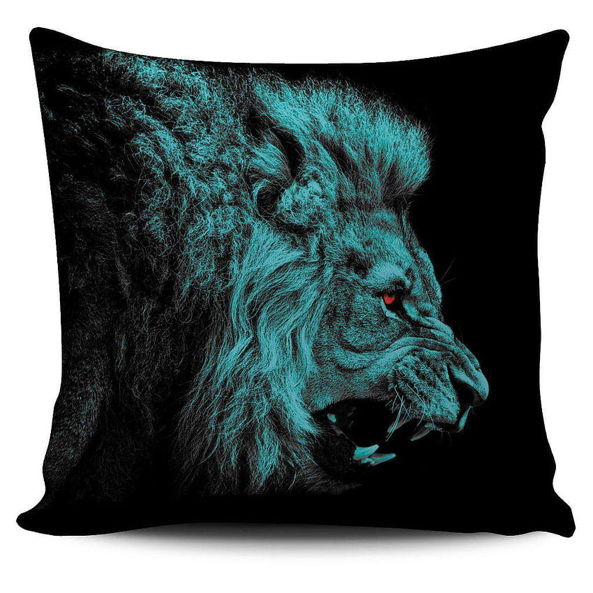 Blue Lion With Black Backgrounds Pillow Cover – AIO Love, lion on black background HD phone wallpaper