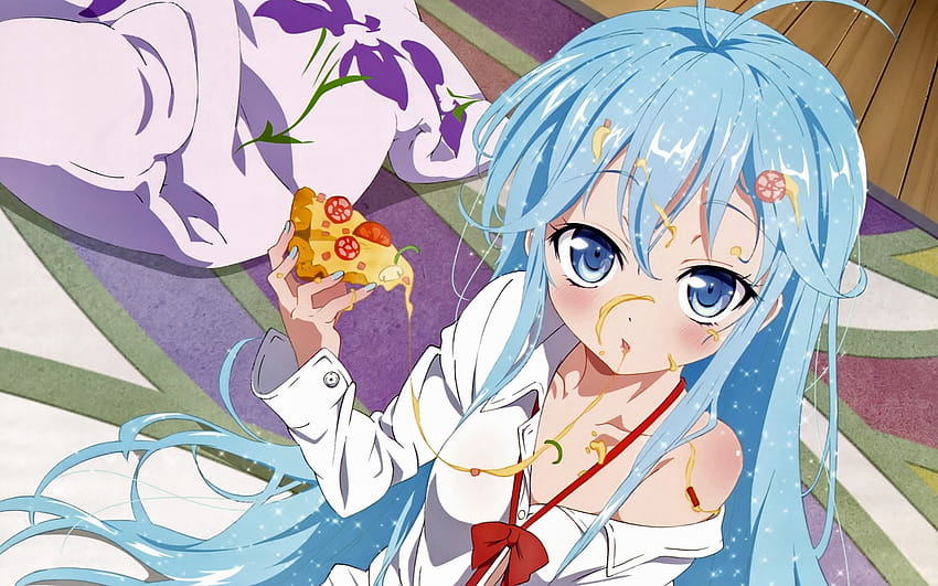: anime, fille, morceau, pizza, sale, fromage 1920x1200, fille de pizza Fond d'écran HD