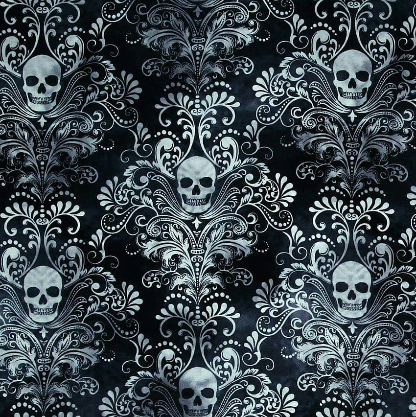 White Skull and Paisley pattern on Black, skull pattern HD phone wallpaper