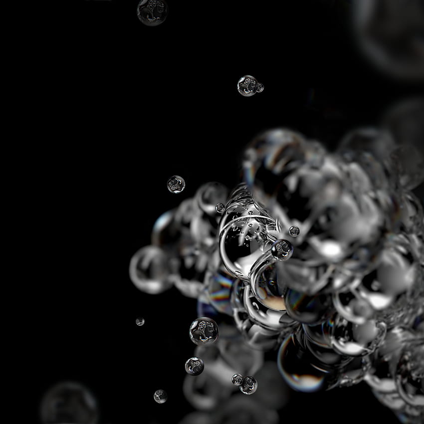 Bubbles , Liquid, Black background, Macro, Samsung Galaxy S20, Stock ...