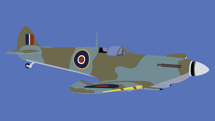 スピットファイア LF Mk IX ミニマリスト/フラット スタイルのベクトル、ミニマリストの戦闘機 高画質の壁紙