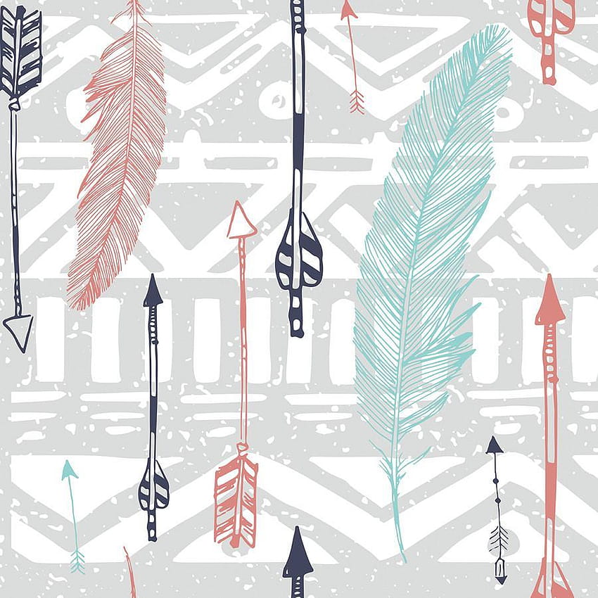 Feathers and Arrows Print, bohemian feathers HD phone wallpaper