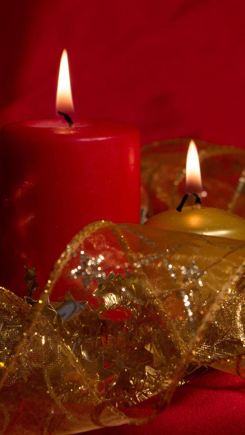 red, Christmas Day, interieur, still life, candle, christmas still life HD phone wallpaper