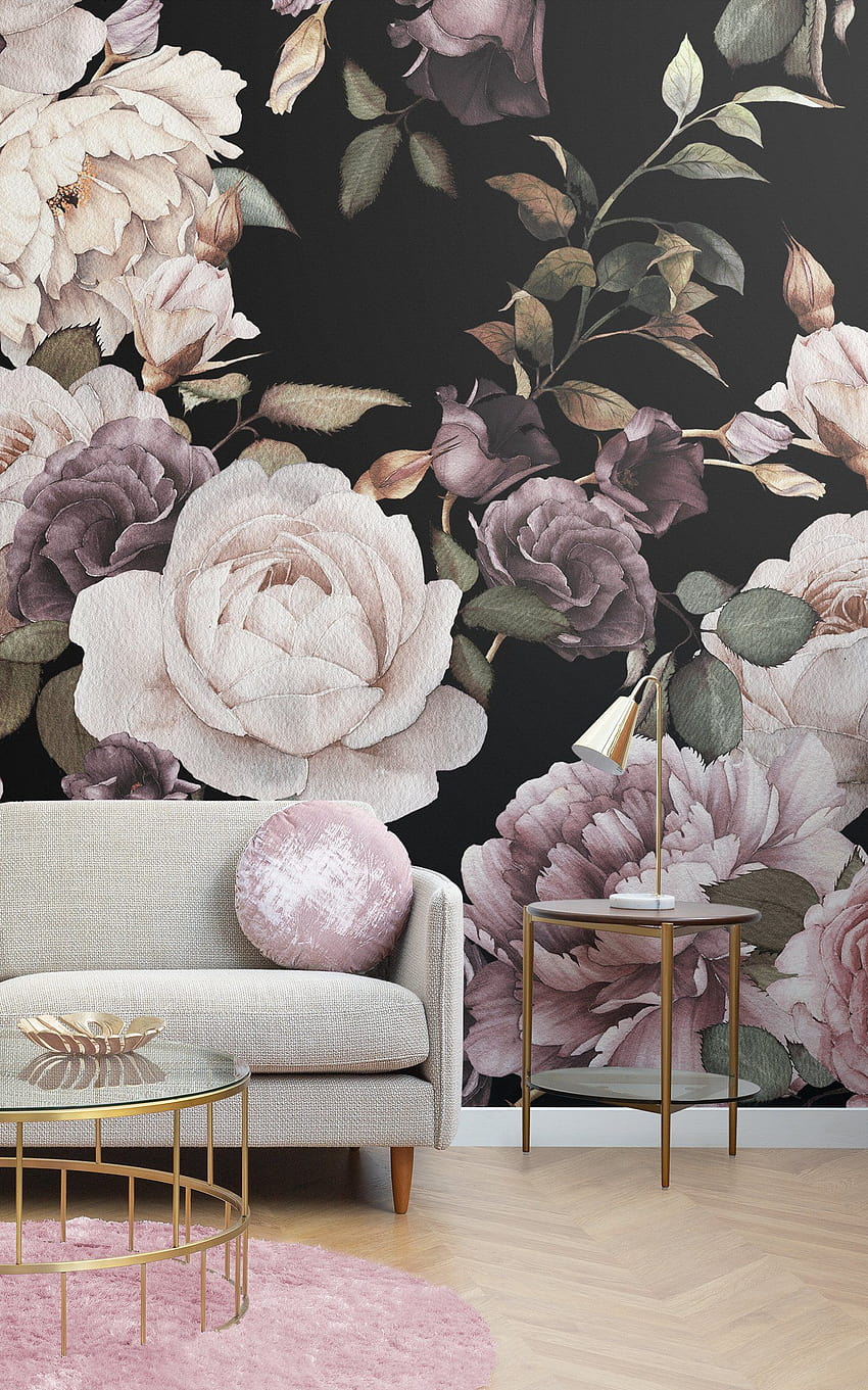 5 Ideas For A Living Room Feature Wall, creative floral girl purple HD ...