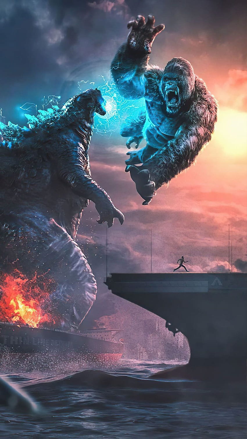 Godzilla Vs Kong Fighting Ultra Mobile in 2021, king kong vs godzilla iphone HD phone wallpaper