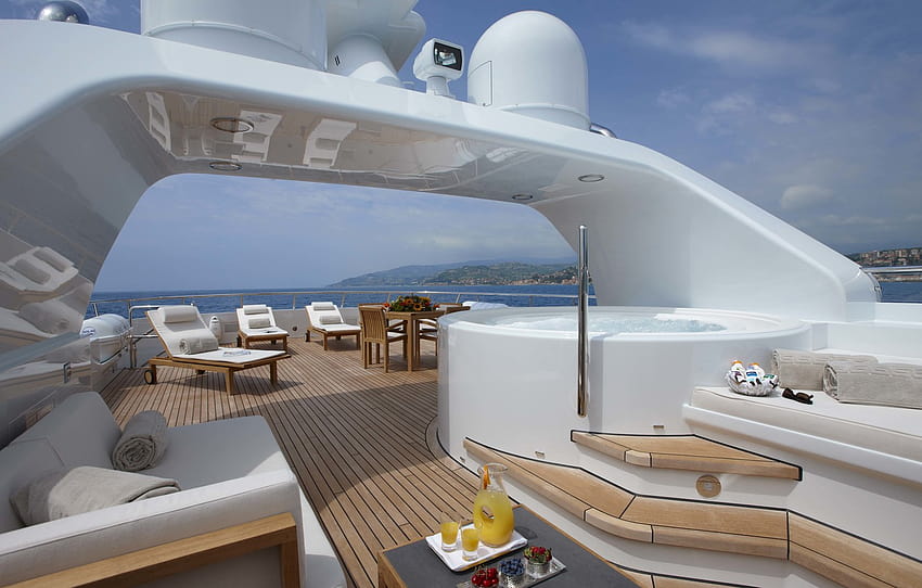 mewah, motor, area, super yacht, spapool, sundeck , bagian интерьер, mega yacht Wallpaper HD