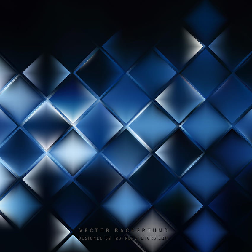 Abstraktes blaues schwarzes quadratisches Hintergrund-Muster, blauer schwarzer Hintergrund HD-Handy-Hintergrundbild