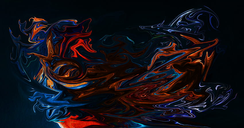 : abstract, fluid, liquid, dark, black background, colorful, artwork, digital art, oil painting, paint splash, paint brushes, brush 8192x4320, dark colorful art pattern HD wallpaper