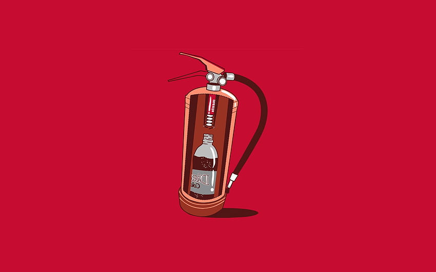 2822048 / threadless simple minimalism humor fire extinguishers coca cola mentos red HD wallpaper