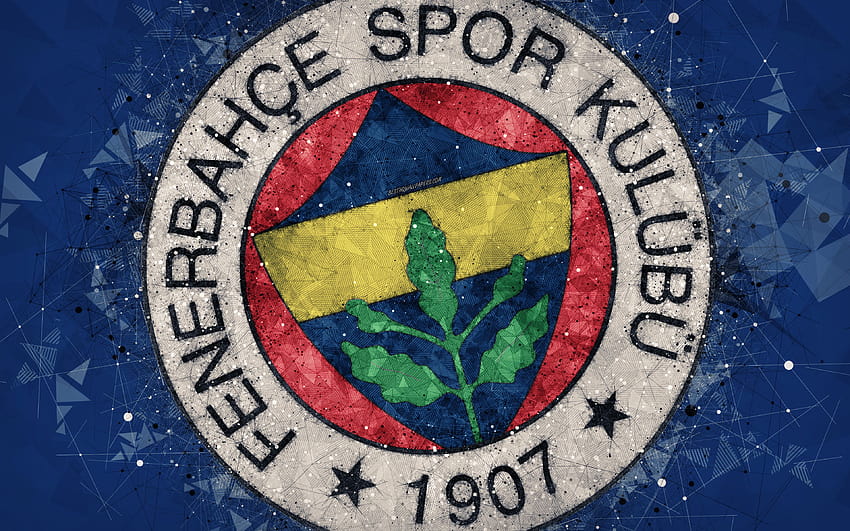 Fenerbahce SK, logo, art créatif, club de football turc, art géométrique, style grunge, fond abstrait bleu, Istanbul, Turquie, Super Lig, football, Fenerbahce FC avec résolution 3840x2400. Haute qualité Fond d'écran HD