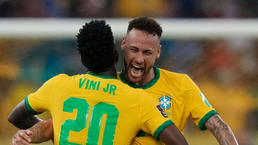 Neymar si congratula con i compagni di squadra brasiliani Casemiro e Vinicius Jr per il loro ultimo trionfo in Champions League con il Real Madrid » FirstSportz, vini jr 2022 pc Sfondo HD