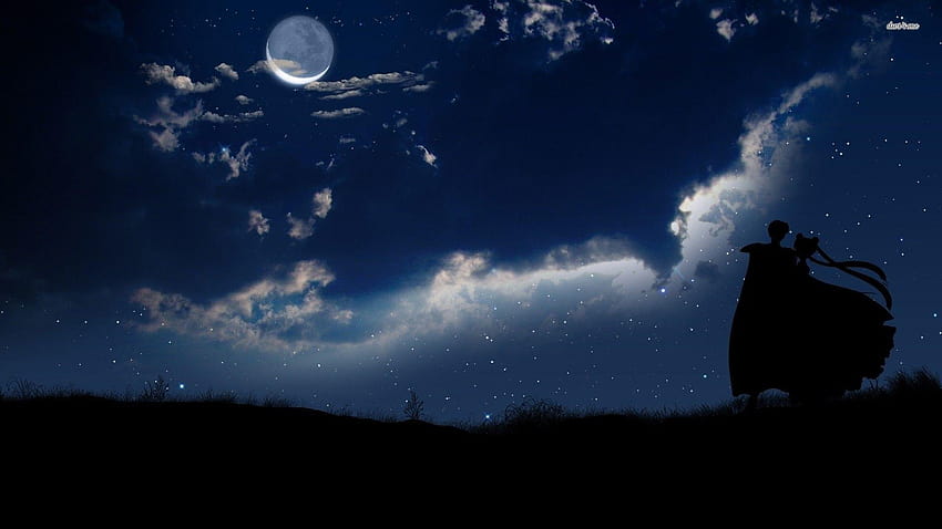 HD wallpaper anime Moon night clouds sky  Wallpaper Flare