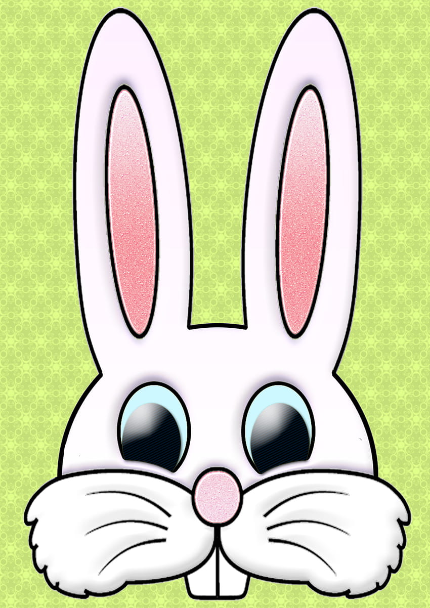 Máscara recortada de cara de conejo de Pascua A4, máscara de conejo fondo de pantalla del teléfono