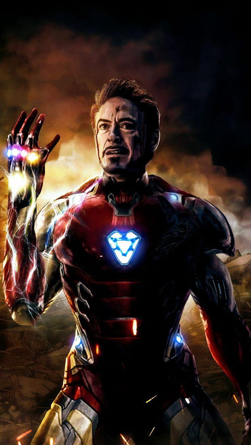 Iron Man – Iron Infinity Gauntlet, Avengers: End Game – Blogger, kamień nieskończoności iron man Tapeta na telefon HD
