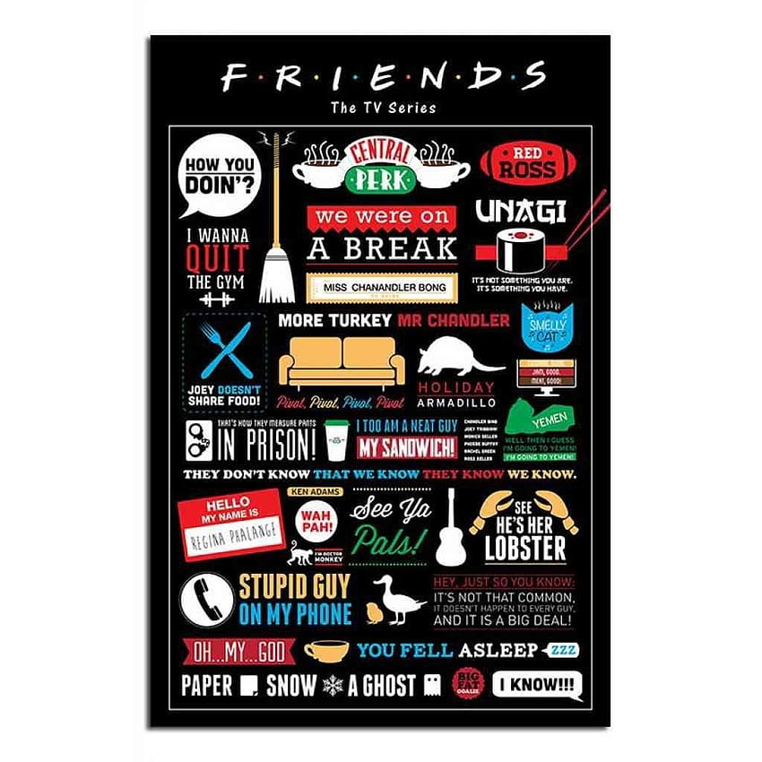 iPosters.co.uk: Friends TV Show Infographic Poster, serie de amigos fondo de pantalla del teléfono
