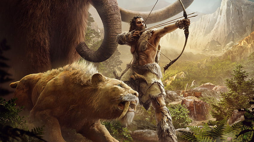 Mammoth, Sabretooth Tiger, Far Cry, Primal, Games HD wallpaper