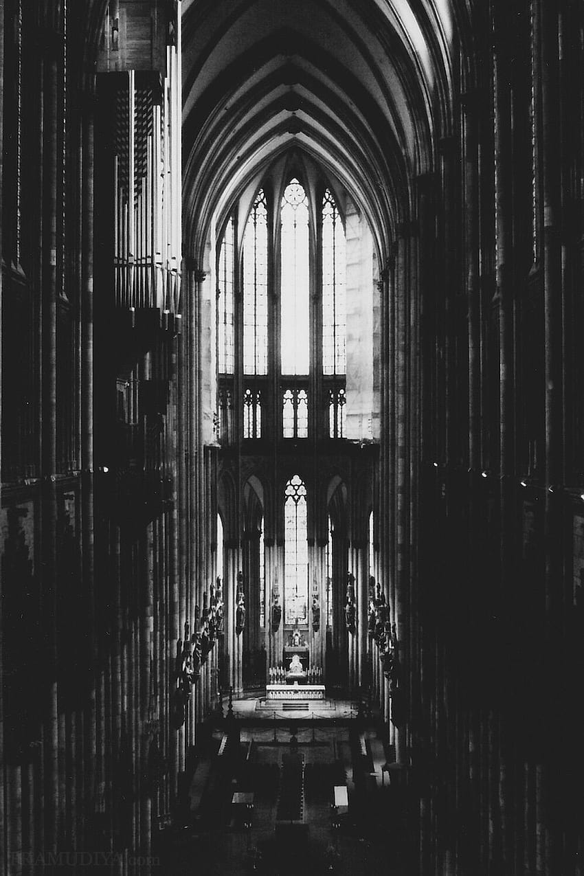 Catedral gótica, arquitectura oscura fondo de pantalla del teléfono