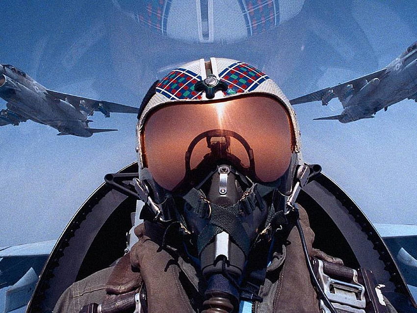 戦闘機パイロット、戦闘機のヘルメット 高画質の壁紙