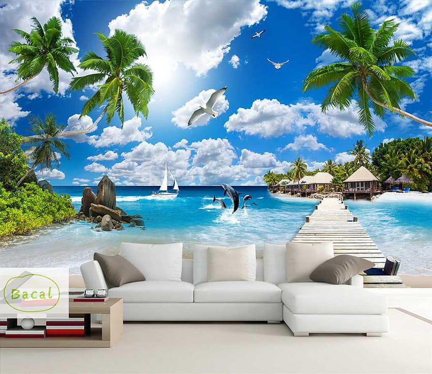 Bacal Custom 3D Balcony Sandy Beach Sea View 5D Living Room Sofa TV  Backgrounds Wall Mural Home Decor For For Mobile From Griffith, $ HD  wallpaper | Pxfuel