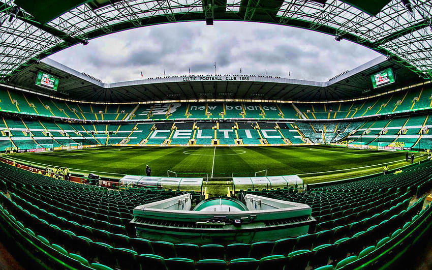 Celtic Park, R, stadion piłkarski, stadion Celtic, pusty stadion, zielone trybuny, Celtic Arena, Glasgow, Szkocja, Celtic FC z rozdzielczością 1920x1200. Wysoka jakość Tapeta HD