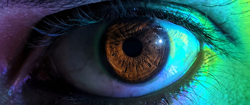 2560x1080 eye, pupil, eyelashes, macro, multicolored dual wide backgrounds HD wallpaper