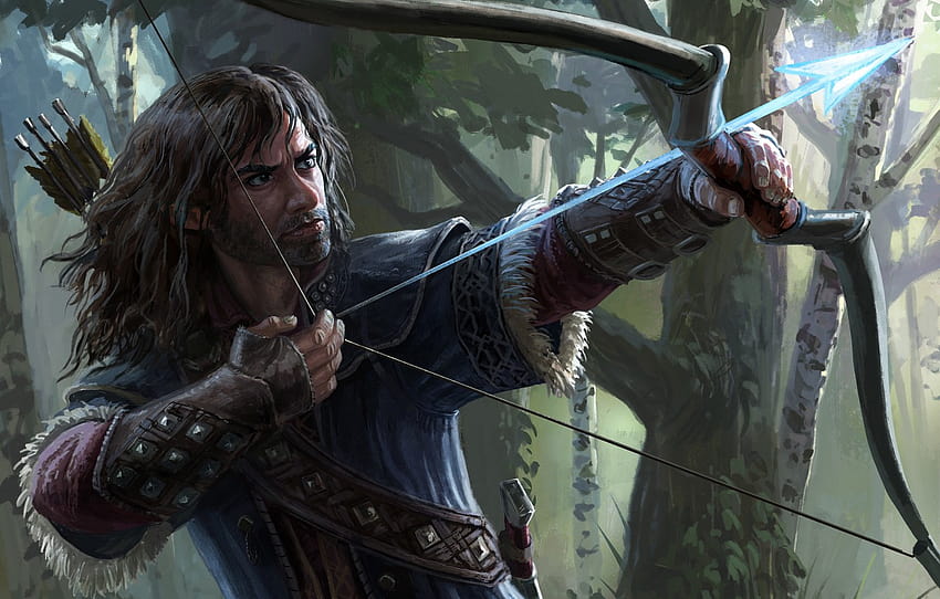 forest, magic, bow, the Lord of the rings, art, dwarf, lord of the rings, kili , section фантастика, kili lotr HD wallpaper