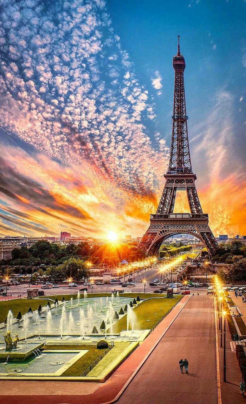 Pôr do sol Torre Eiffel no cachorro, ipad da torre eiffel Papel de parede de celular HD