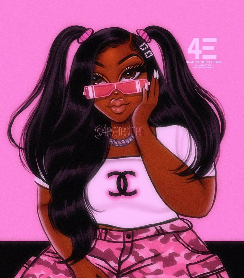 Girly Black Girls posted by Christopher Thompson, pretty black girl cartoon HD phone wallpaper