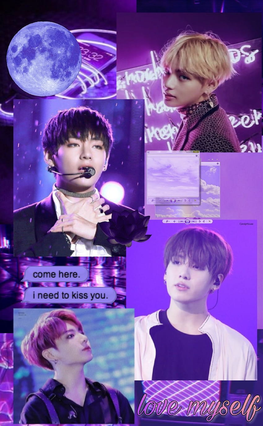 Taehyung Aesthetic Collage Purple Bts Taehyung, jungkook collage HD phone wallpaper